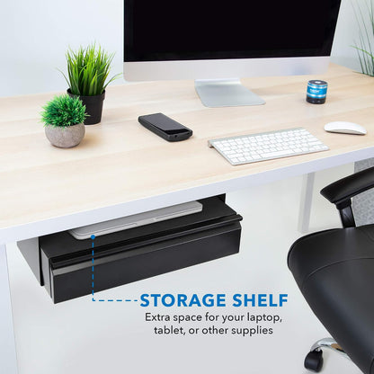 ! Under Desk Pull-Out Drawer, Heavy-Duty Steel Under Table Slide-Out Storage Organizer, Smooth Glide Track, Fits Desks Over 0.71″ Thick, 11 lb Capacity