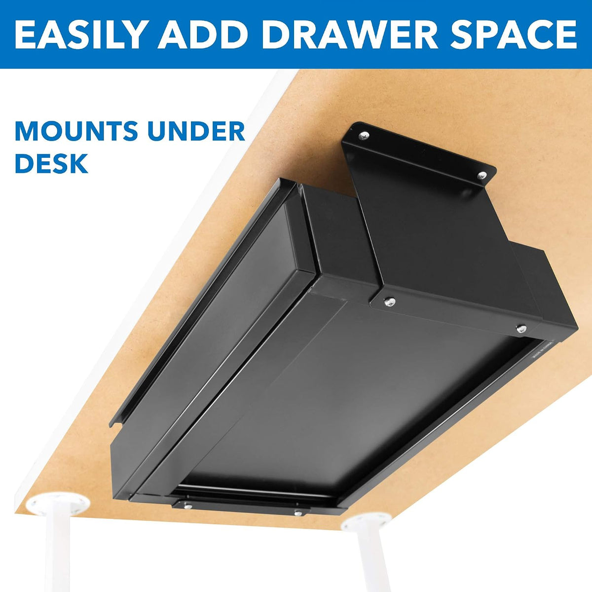 ! Under Desk Pull-Out Drawer, Heavy-Duty Steel Under Table Slide-Out Storage Organizer, Smooth Glide Track, Fits Desks Over 0.71″ Thick, 11 lb Capacity