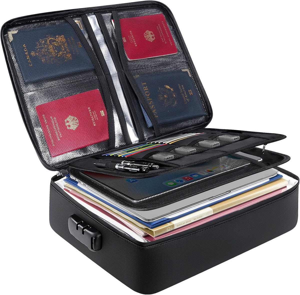 Fireproof Document Box with Lock, Waterproof Fire Safe File Bag