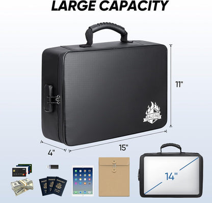 Fireproof Document Box with Lock, Waterproof Fire Safe File Bag