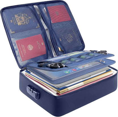 Fireproof Document Box with Lock, Waterproof Fire Safe File Bag