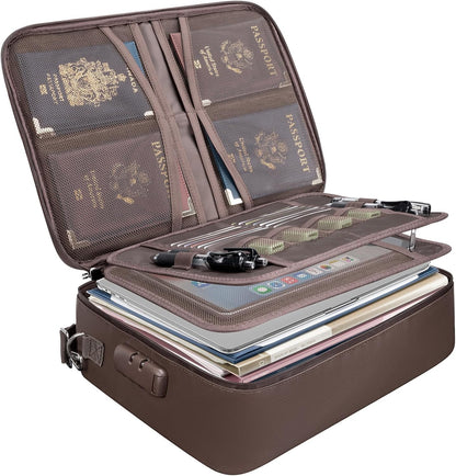Fireproof Document Box with Lock, Waterproof Fire Safe File Bag