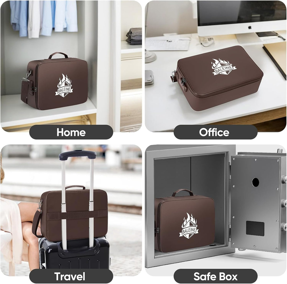 Fireproof Document Box with Lock, Waterproof Fire Safe File Bag