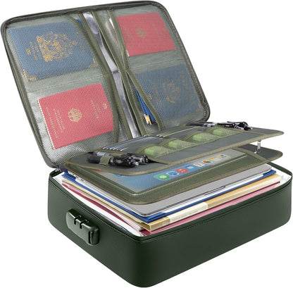 Fireproof Document Box with Lock, Waterproof Fire Safe File Bag