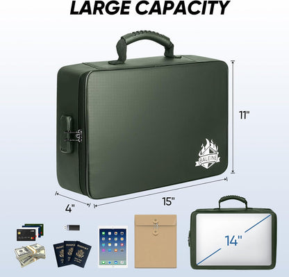 Fireproof Document Box with Lock, Waterproof Fire Safe File Bag