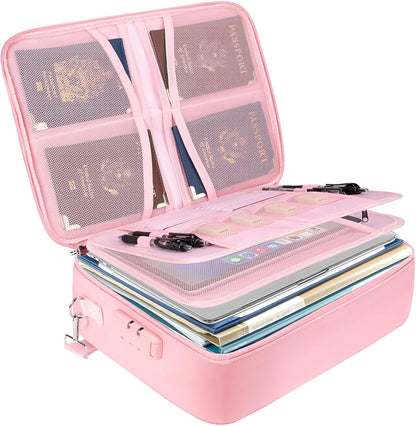 Fireproof Document Box with Lock, Waterproof Fire Safe File Bag