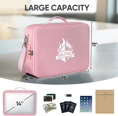 Fireproof Document Box with Lock, Waterproof Fire Safe File Bag