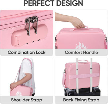 Fireproof Document Box with Lock, Waterproof Fire Safe File Bag