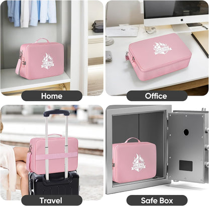 Fireproof Document Box with Lock, Waterproof Fire Safe File Bag