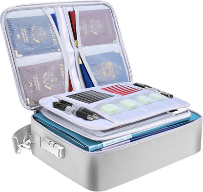 Fireproof Document Box with Lock, Waterproof Fire Safe File Bag