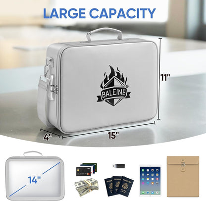 Fireproof Document Box with Lock, Waterproof Fire Safe File Bag
