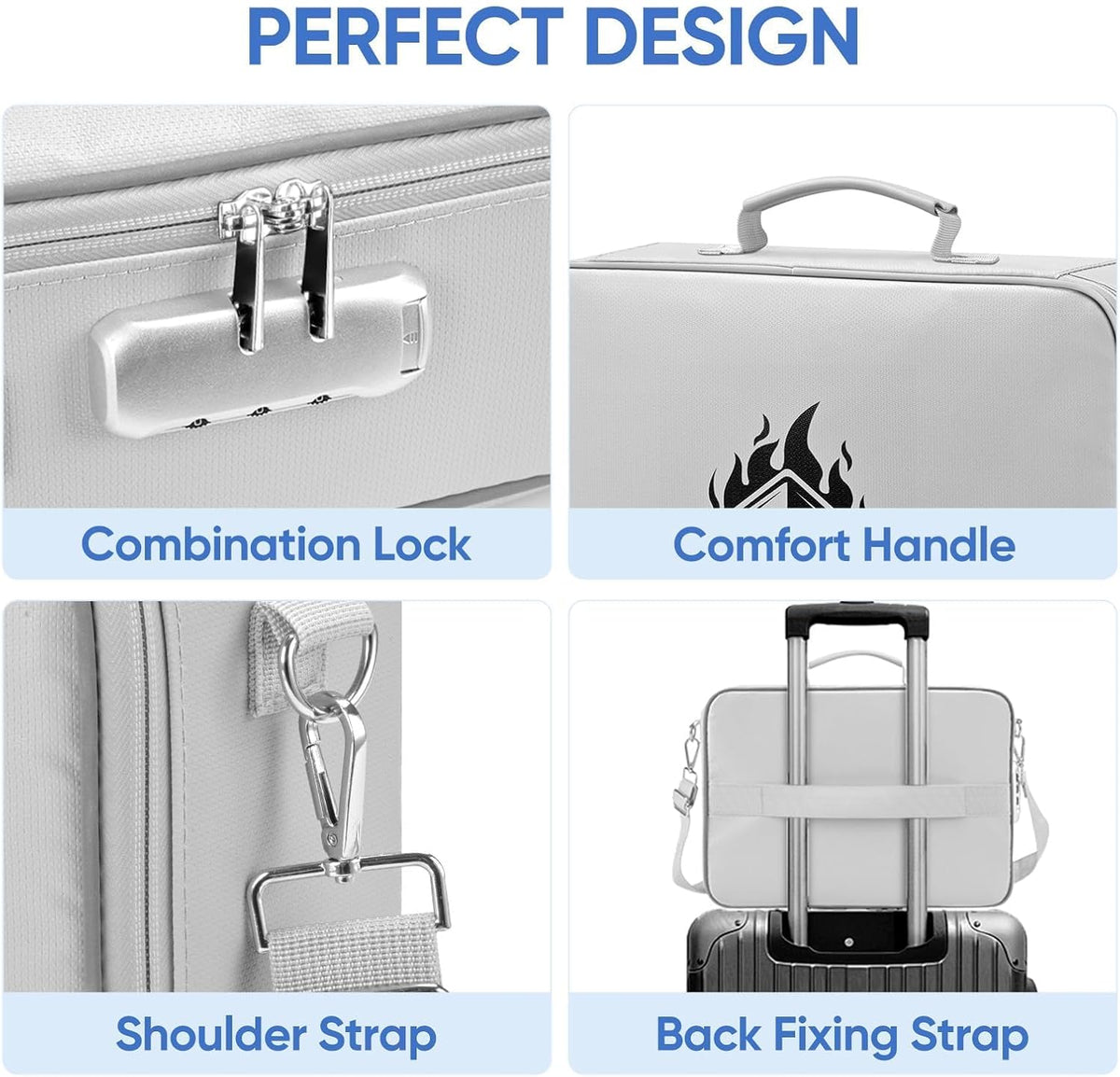 Fireproof Document Box with Lock, Waterproof Fire Safe File Bag