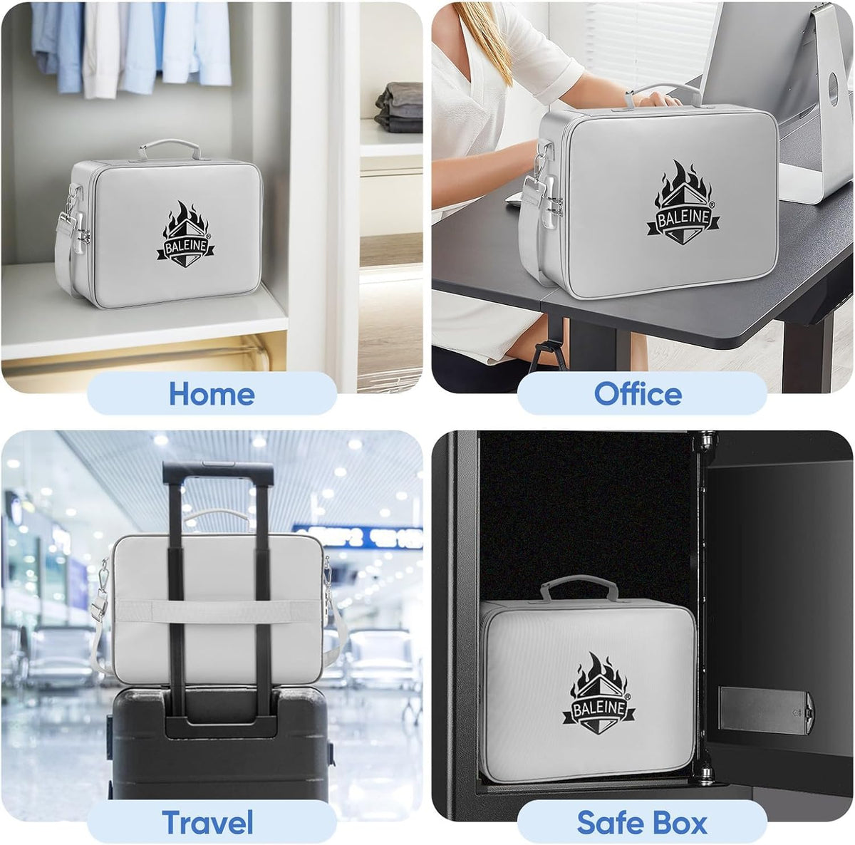 Fireproof Document Box with Lock, Waterproof Fire Safe File Bag