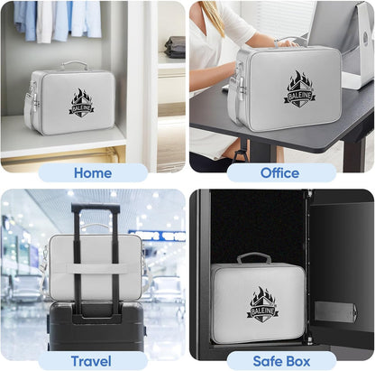 Fireproof Document Box with Lock, Waterproof Fire Safe File Bag