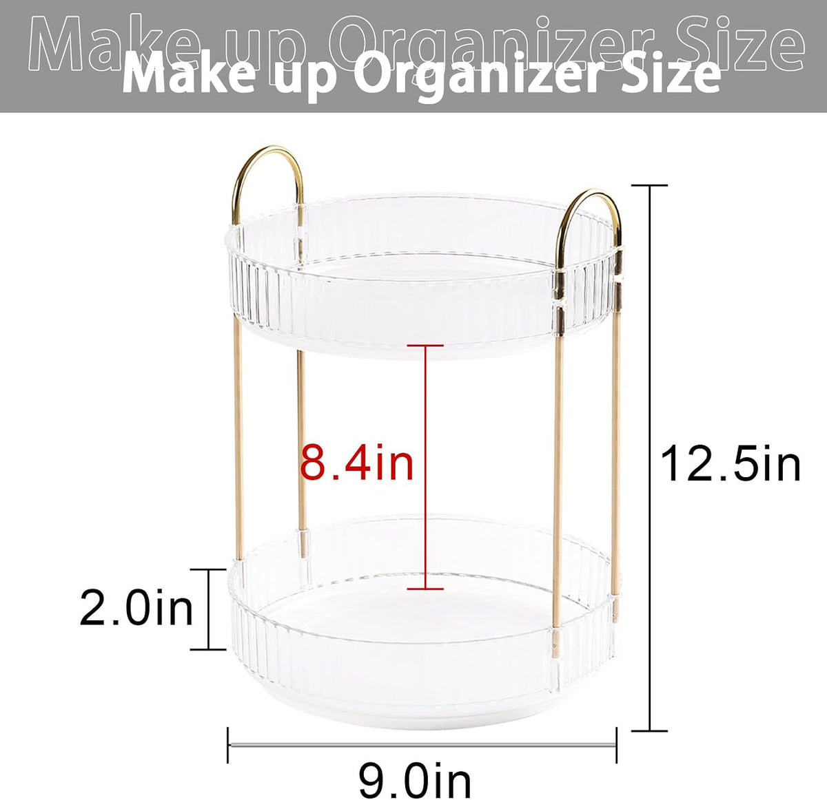Rotating Makeup Organizer for Vanity, Large Capacity Skincare Perfume Storage, Bathroom Counter Organizer, 360 Spinning Cosmetic Dresser Countertop Organizers (Clear, 3 Tier)