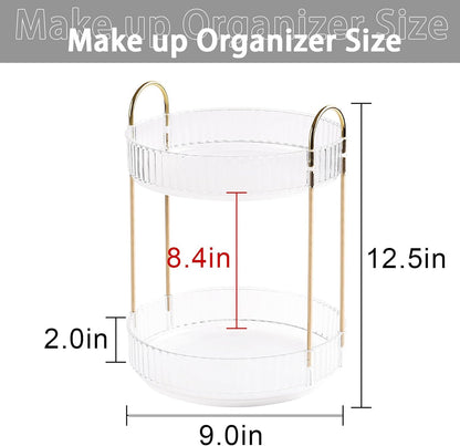 Rotating Makeup Organizer for Vanity, Large Capacity Skincare Perfume Storage, Bathroom Counter Organizer, 360 Spinning Cosmetic Dresser Countertop Organizers (Clear, 3 Tier)