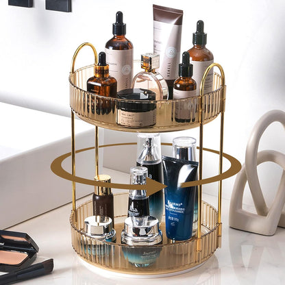 Rotating Makeup Organizer for Vanity, Large Capacity Skincare Perfume Storage, Bathroom Counter Organizer, 360 Spinning Cosmetic Dresser Countertop Organizers (Clear, 3 Tier)