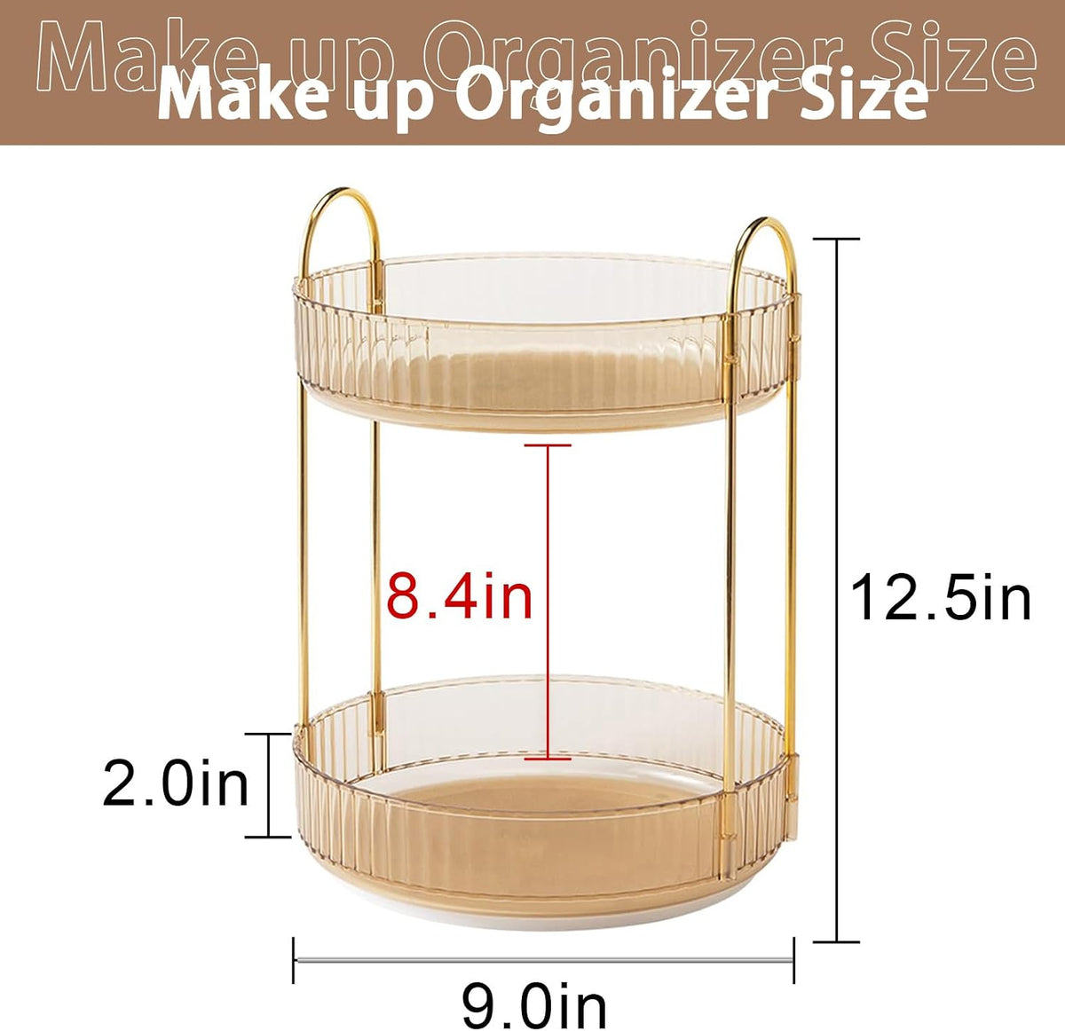 Rotating Makeup Organizer for Vanity, Large Capacity Skincare Perfume Storage, Bathroom Counter Organizer, 360 Spinning Cosmetic Dresser Countertop Organizers (Clear, 3 Tier)