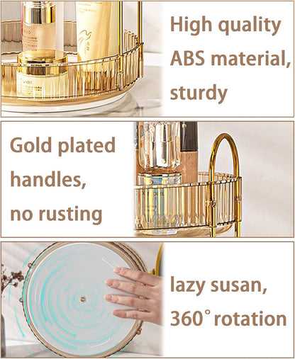 Rotating Makeup Organizer for Vanity, Large Capacity Skincare Perfume Storage, Bathroom Counter Organizer, 360 Spinning Cosmetic Dresser Countertop Organizers (Clear, 3 Tier)