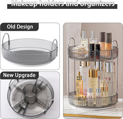 Rotating Makeup Organizer for Vanity, Large Capacity Skincare Perfume Storage, Bathroom Counter Organizer, 360 Spinning Cosmetic Dresser Countertop Organizers (Clear, 3 Tier)