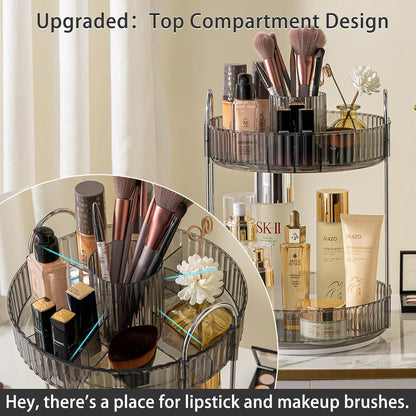 Rotating Makeup Organizer for Vanity, Large Capacity Skincare Perfume Storage, Bathroom Counter Organizer, 360 Spinning Cosmetic Dresser Countertop Organizers (Clear, 3 Tier)