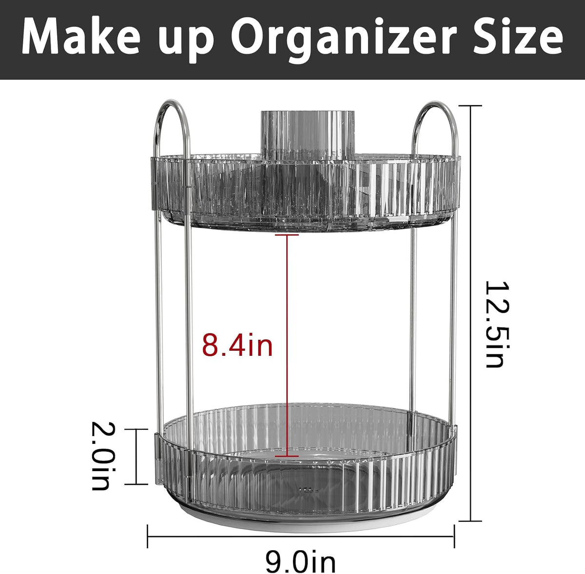 Rotating Makeup Organizer for Vanity, Large Capacity Skincare Perfume Storage, Bathroom Counter Organizer, 360 Spinning Cosmetic Dresser Countertop Organizers (Clear, 3 Tier)