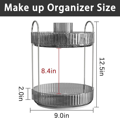 Rotating Makeup Organizer for Vanity, Large Capacity Skincare Perfume Storage, Bathroom Counter Organizer, 360 Spinning Cosmetic Dresser Countertop Organizers (Clear, 3 Tier)