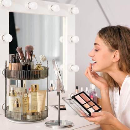 Rotating Makeup Organizer for Vanity, Large Capacity Skincare Perfume Storage, Bathroom Counter Organizer, 360 Spinning Cosmetic Dresser Countertop Organizers (Clear, 3 Tier)
