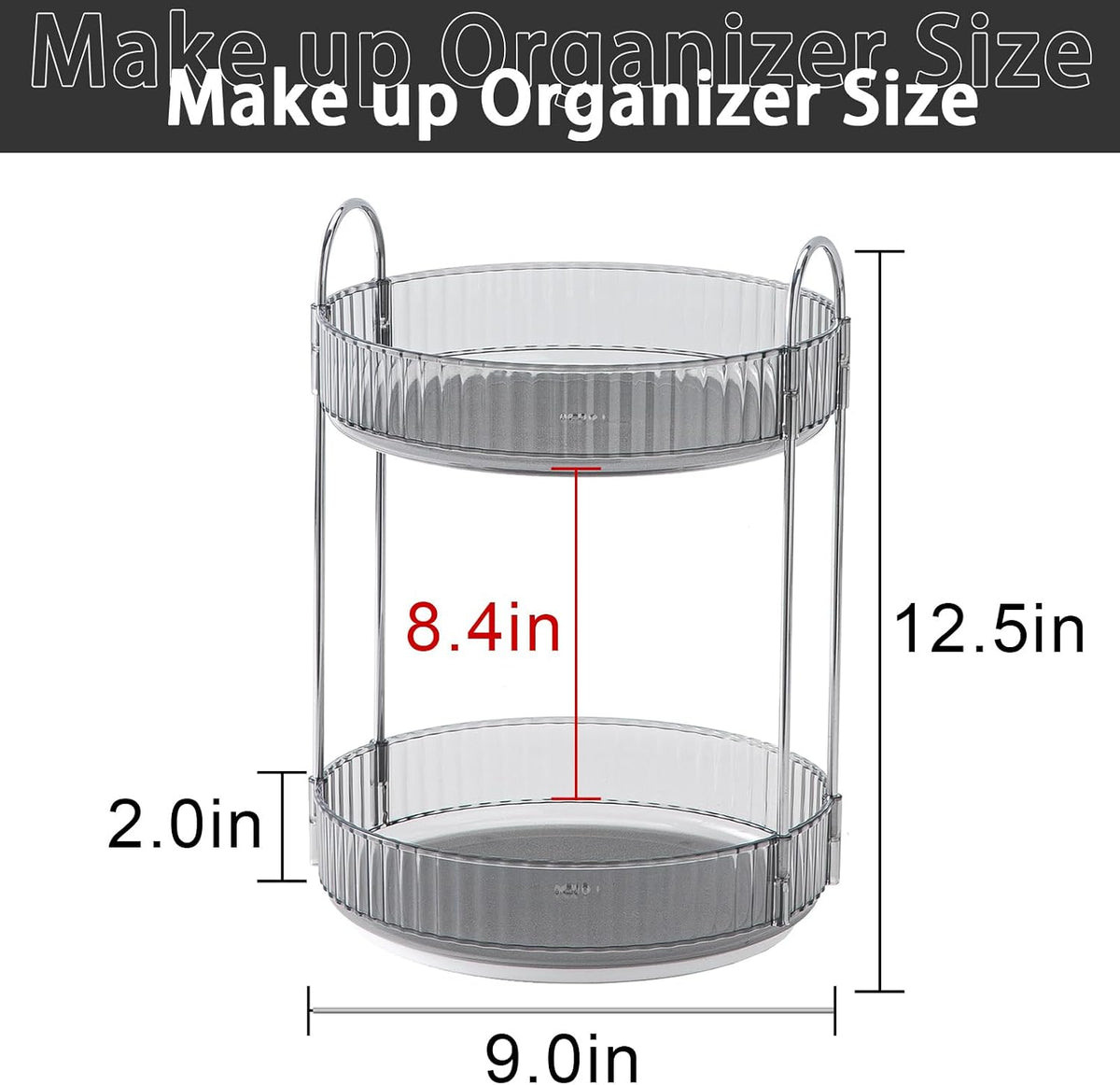 Rotating Makeup Organizer for Vanity, Large Capacity Skincare Perfume Storage, Bathroom Counter Organizer, 360 Spinning Cosmetic Dresser Countertop Organizers (Clear, 3 Tier)