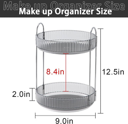 Rotating Makeup Organizer for Vanity, Large Capacity Skincare Perfume Storage, Bathroom Counter Organizer, 360 Spinning Cosmetic Dresser Countertop Organizers (Clear, 3 Tier)
