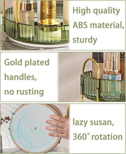 Rotating Makeup Organizer for Vanity, Large Capacity Skincare Perfume Storage, Bathroom Counter Organizer, 360 Spinning Cosmetic Dresser Countertop Organizers (Clear, 3 Tier)