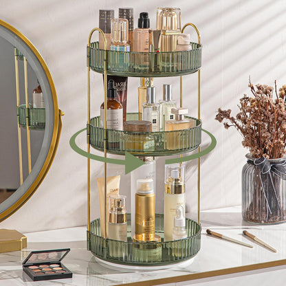 Rotating Makeup Organizer for Vanity, Large Capacity Skincare Perfume Storage, Bathroom Counter Organizer, 360 Spinning Cosmetic Dresser Countertop Organizers (Clear, 3 Tier)