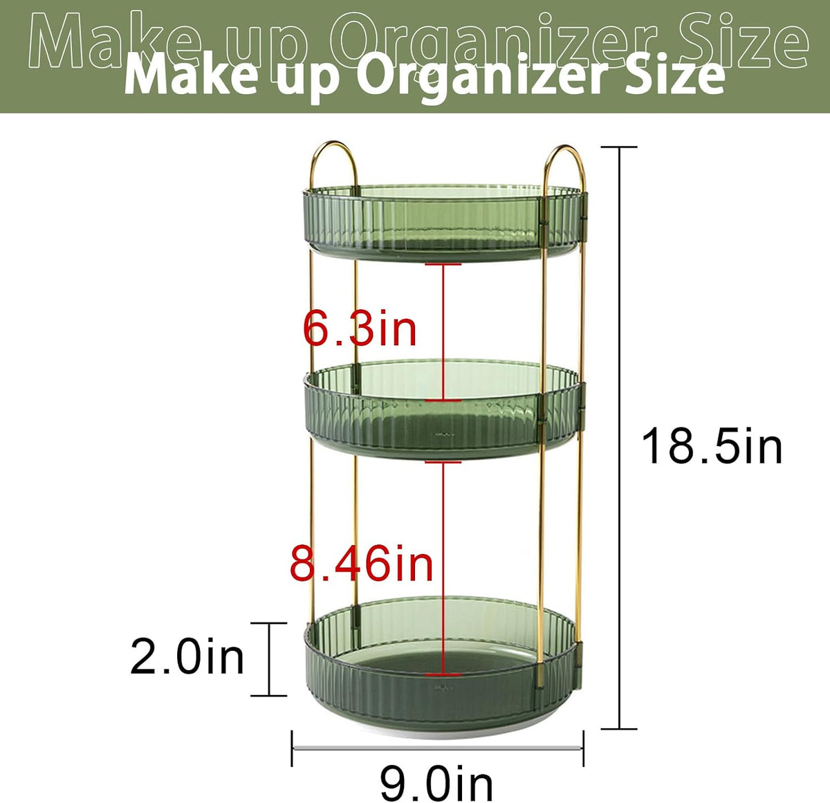 Rotating Makeup Organizer for Vanity, Large Capacity Skincare Perfume Storage, Bathroom Counter Organizer, 360 Spinning Cosmetic Dresser Countertop Organizers (Clear, 3 Tier)