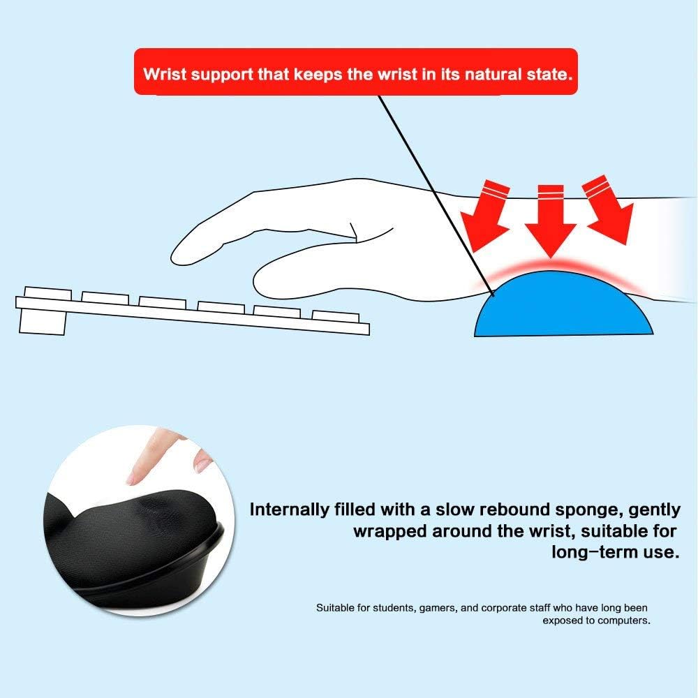 Memory Foam Mouse Wrist Rest Keyboard Wrist Rest Pad Anti-Skid Mousepad Support Wrist Rest Mat for Office Computer Laptop Mac- Durable Comfortable Lightweight Easy Typing(5.1 * 2.8" Black)