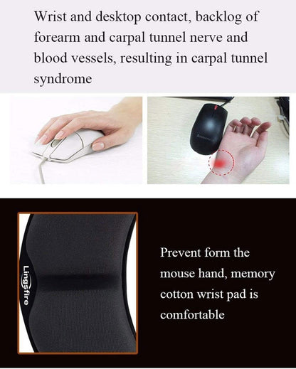 Memory Foam Mouse Wrist Rest Keyboard Wrist Rest Pad Anti-Skid Mousepad Support Wrist Rest Mat for Office Computer Laptop Mac- Durable Comfortable Lightweight Easy Typing(5.1 * 2.8" Black)