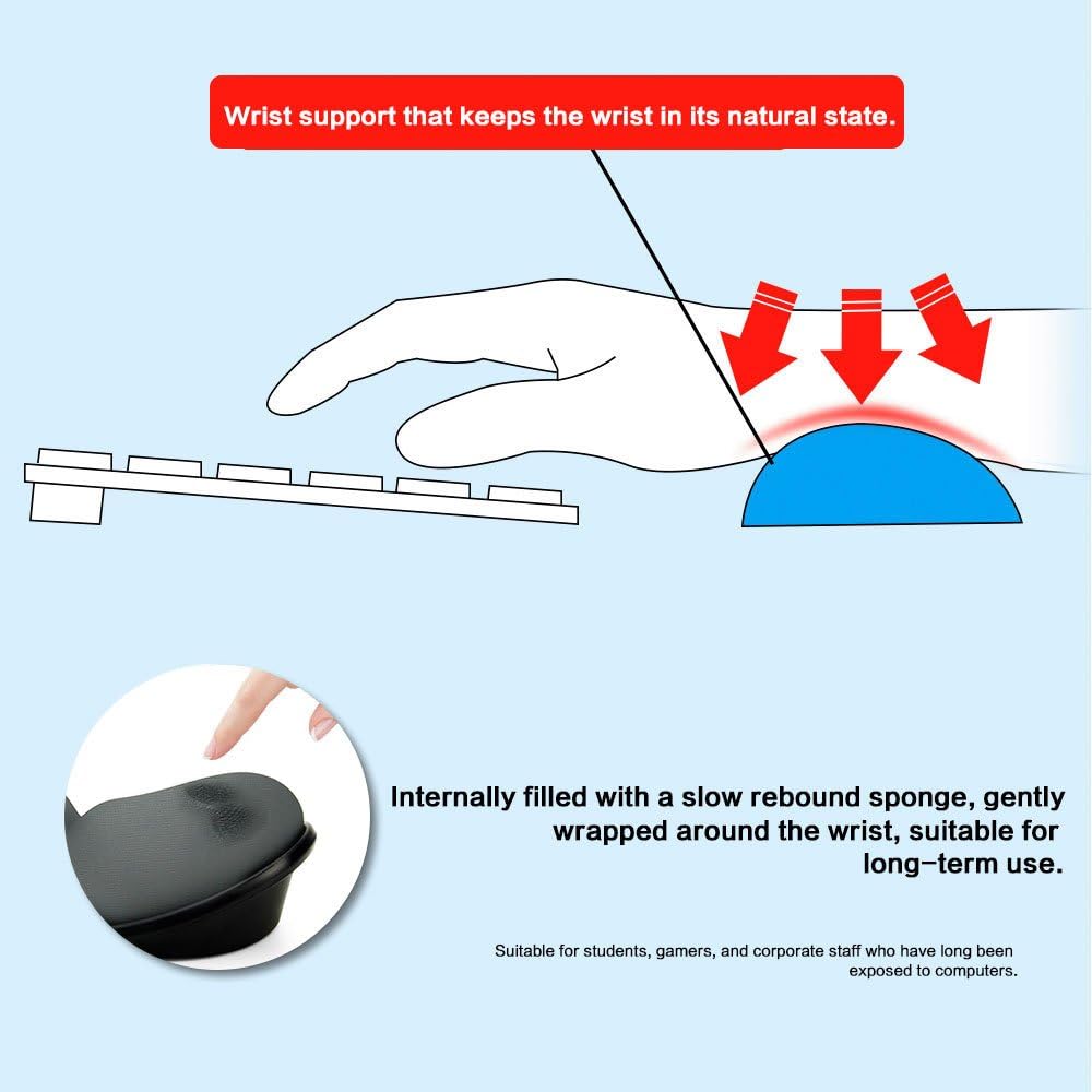 Memory Foam Mouse Wrist Rest Keyboard Wrist Rest Pad Anti-Skid Mousepad Support Wrist Rest Mat for Office Computer Laptop Mac- Durable Comfortable Lightweight Easy Typing(5.1 * 2.8" Black)