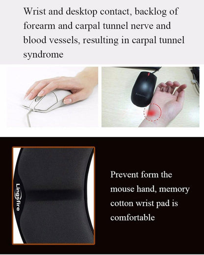 Memory Foam Mouse Wrist Rest Keyboard Wrist Rest Pad Anti-Skid Mousepad Support Wrist Rest Mat for Office Computer Laptop Mac- Durable Comfortable Lightweight Easy Typing(5.1 * 2.8" Black)