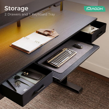 55 Inch Standing Desk with Drawers & Keyboard Tray, Rustic Brown