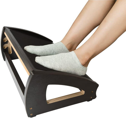 Wooden Under Desk Footrest, 4 Heights, 400 lb, Office Foot Rest