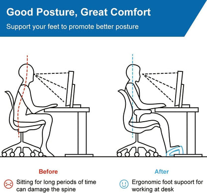 Wooden Under Desk Footrest, 4 Heights, 400 lb, Office Foot Rest