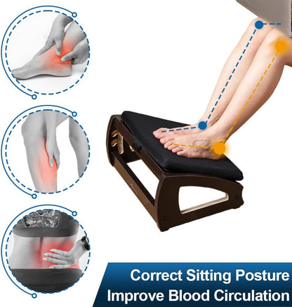 Wooden Under Desk Footrest, 4 Heights, 400 lb, Office Foot Rest