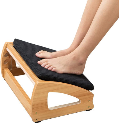 Wooden Under Desk Footrest, 4 Heights, 400 lb, Office Foot Rest