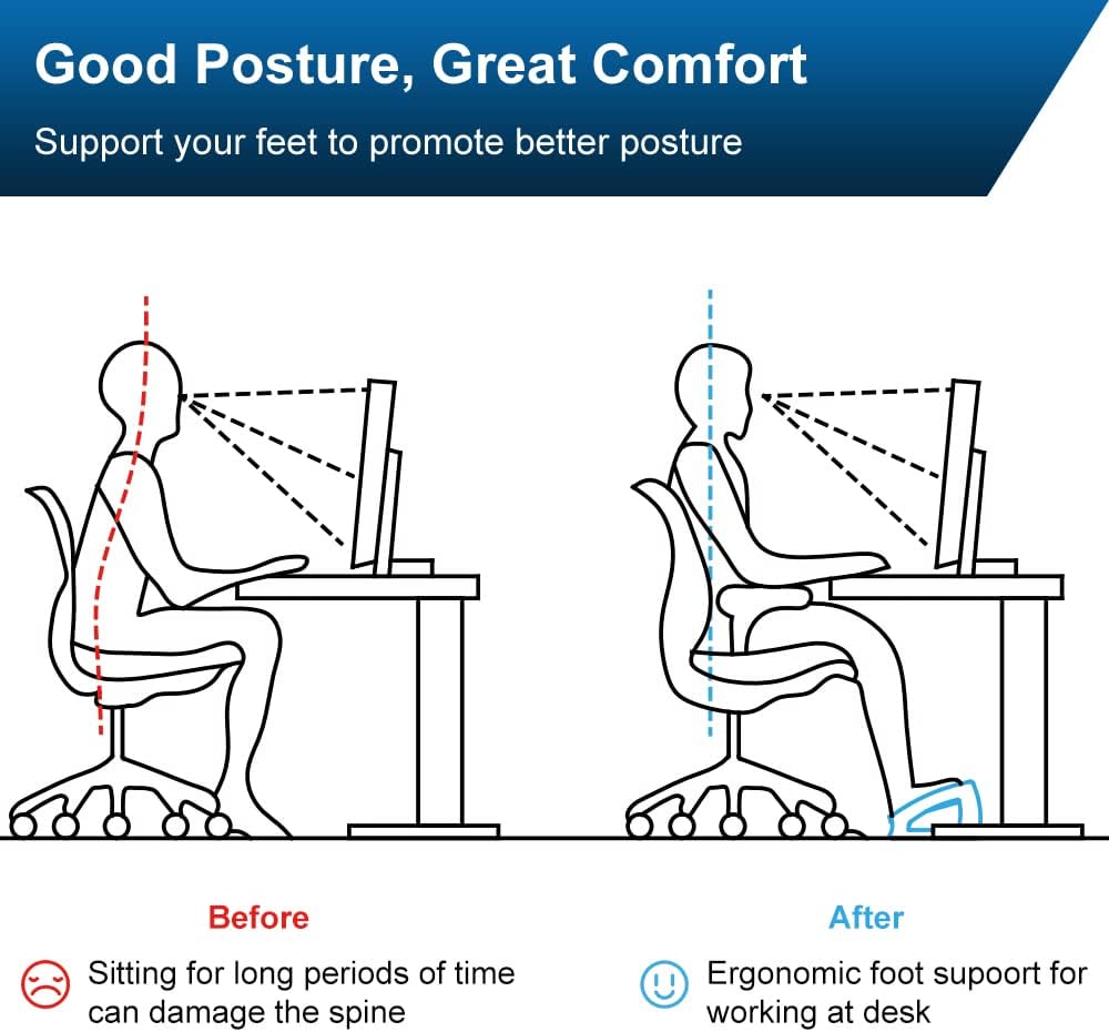 Wooden Under Desk Footrest, 4 Heights, 400 lb, Office Foot Rest