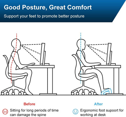 Wooden Under Desk Footrest, 4 Heights, 400 lb, Office Foot Rest