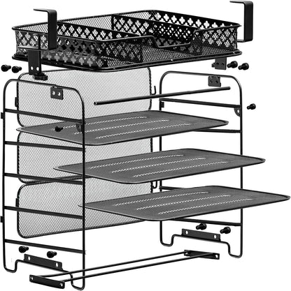 File Organizer 5 Tier Under The Desk File Holder, Clamp On Hanging File Organizer, SPACE SAVING DESIGN File Holder for Office Desk
