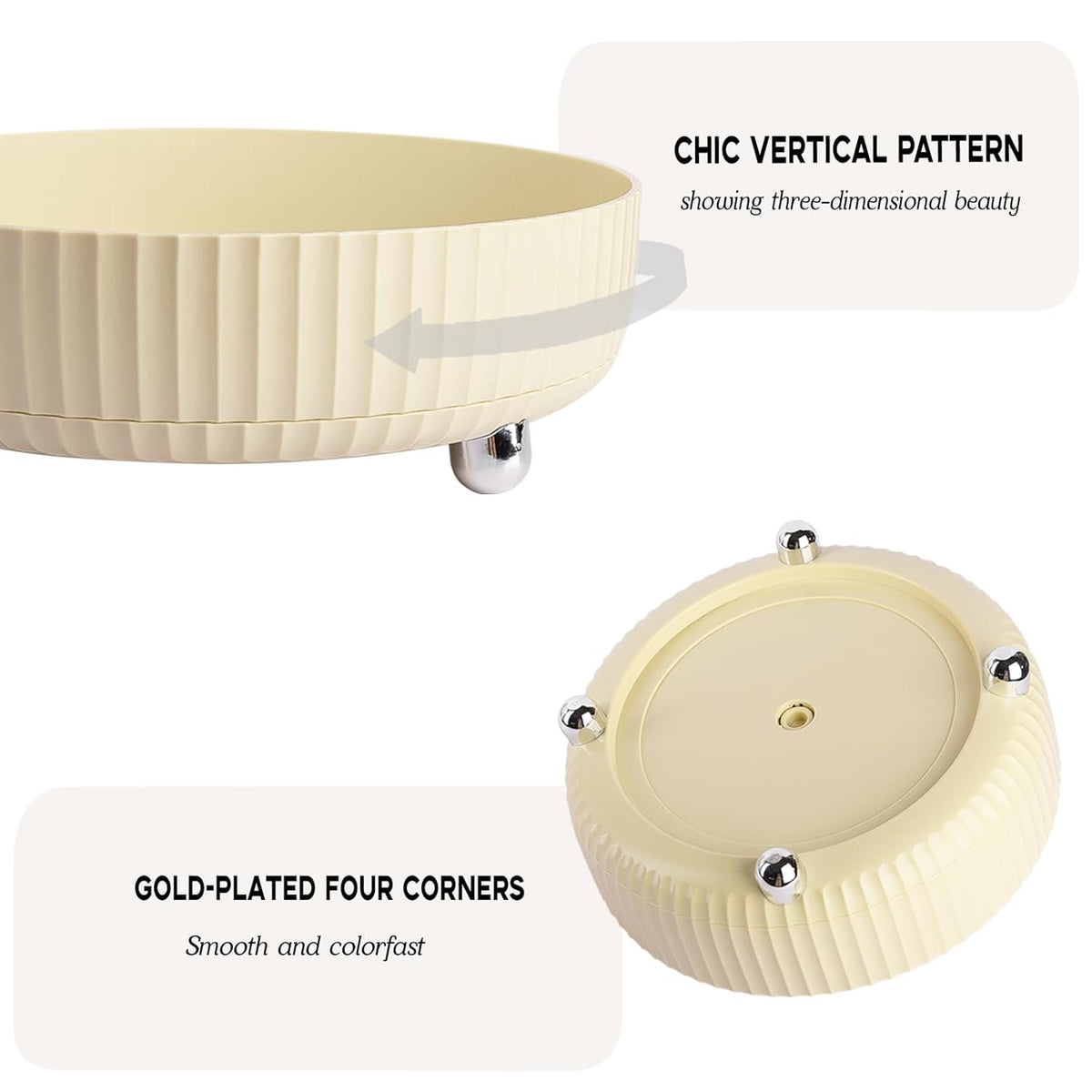 360 Rotating Makeup Perfume Organizer Skincare Tray, Small Ivory White