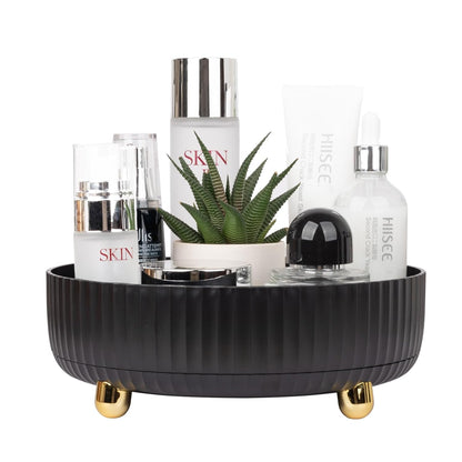 360 Rotating Makeup Perfume Organizer Skincare Tray, Small Ivory White