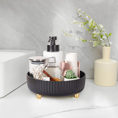 360 Rotating Makeup Perfume Organizer Skincare Tray, Small Ivory White