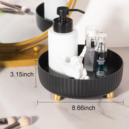 360 Rotating Makeup Perfume Organizer Skincare Tray, Small Ivory White