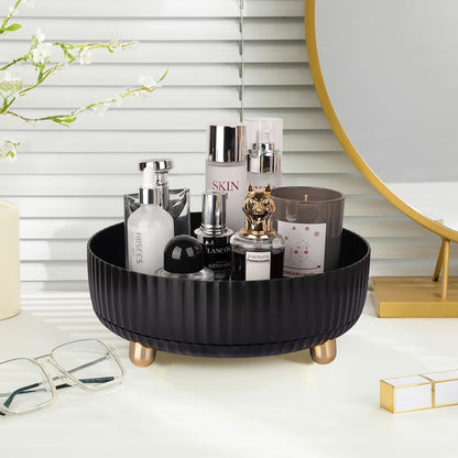 360 Rotating Makeup Perfume Organizer Skincare Tray, Small Ivory White